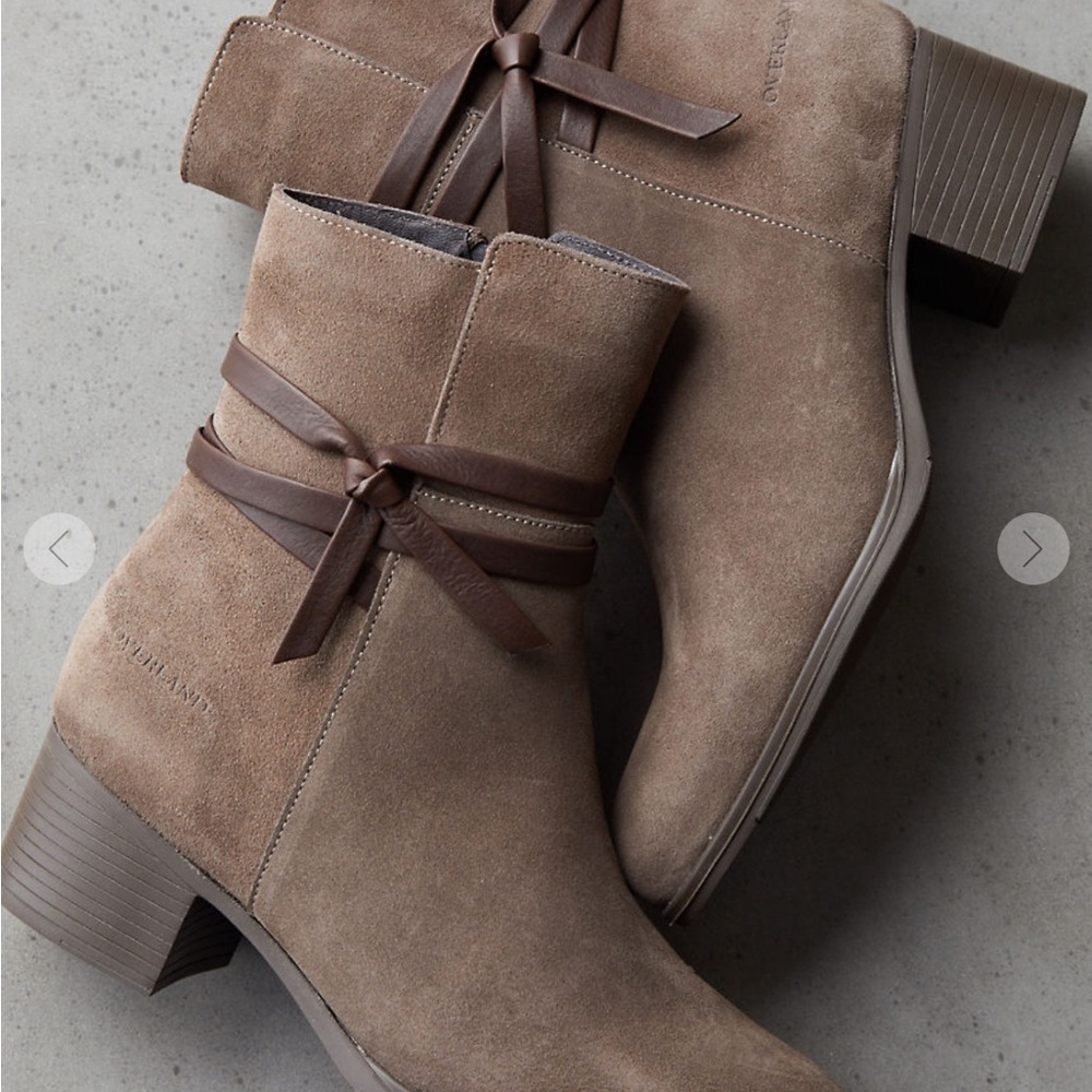 Suede Ankle Boot with Wrap Detail - Taupe